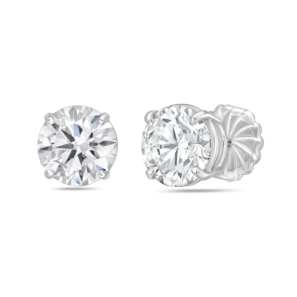 Lab-Grown Round Diamond Stud Earrings, 4-Prong