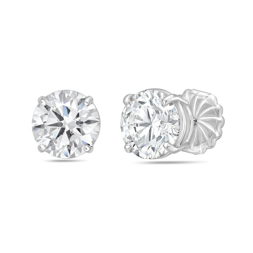 Lab-Grown Round Diamond Stud Earrings, 4-Prong