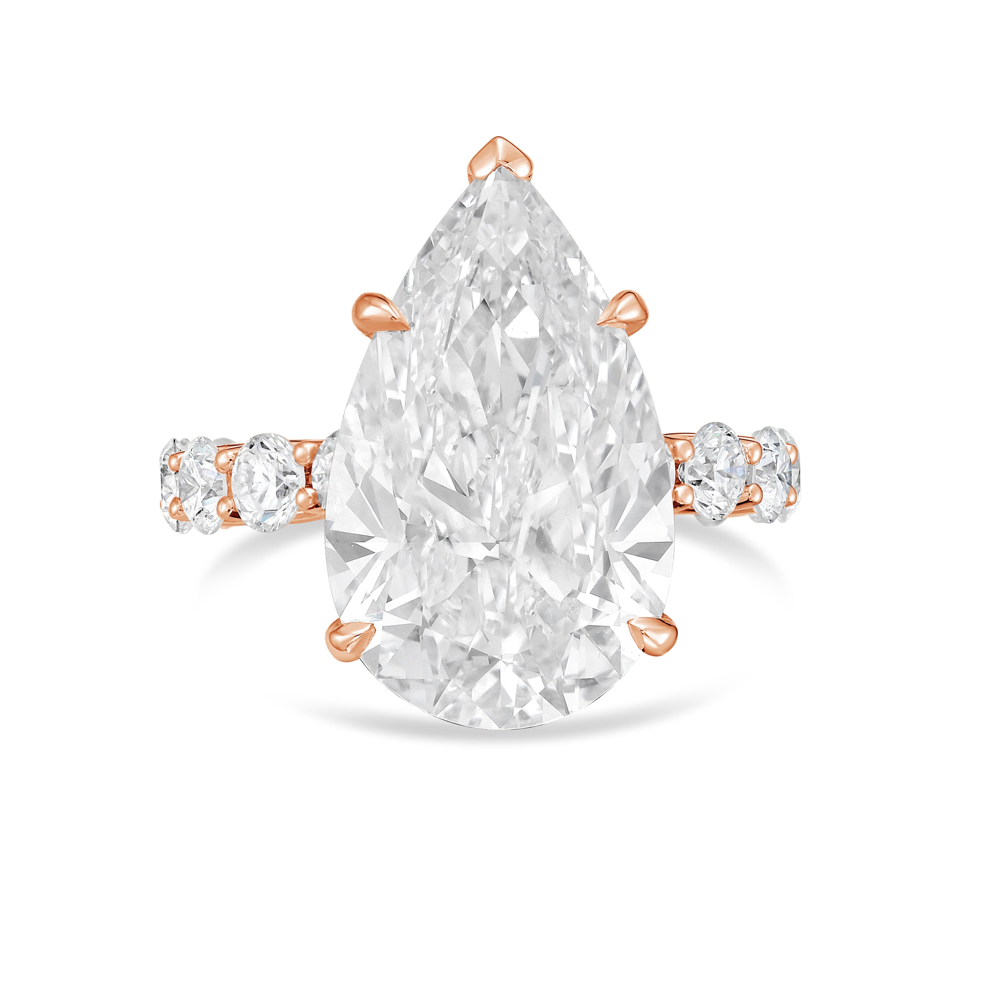 Lab-Grown Pear Diamond Engagement Pave Ring, 18K Gold