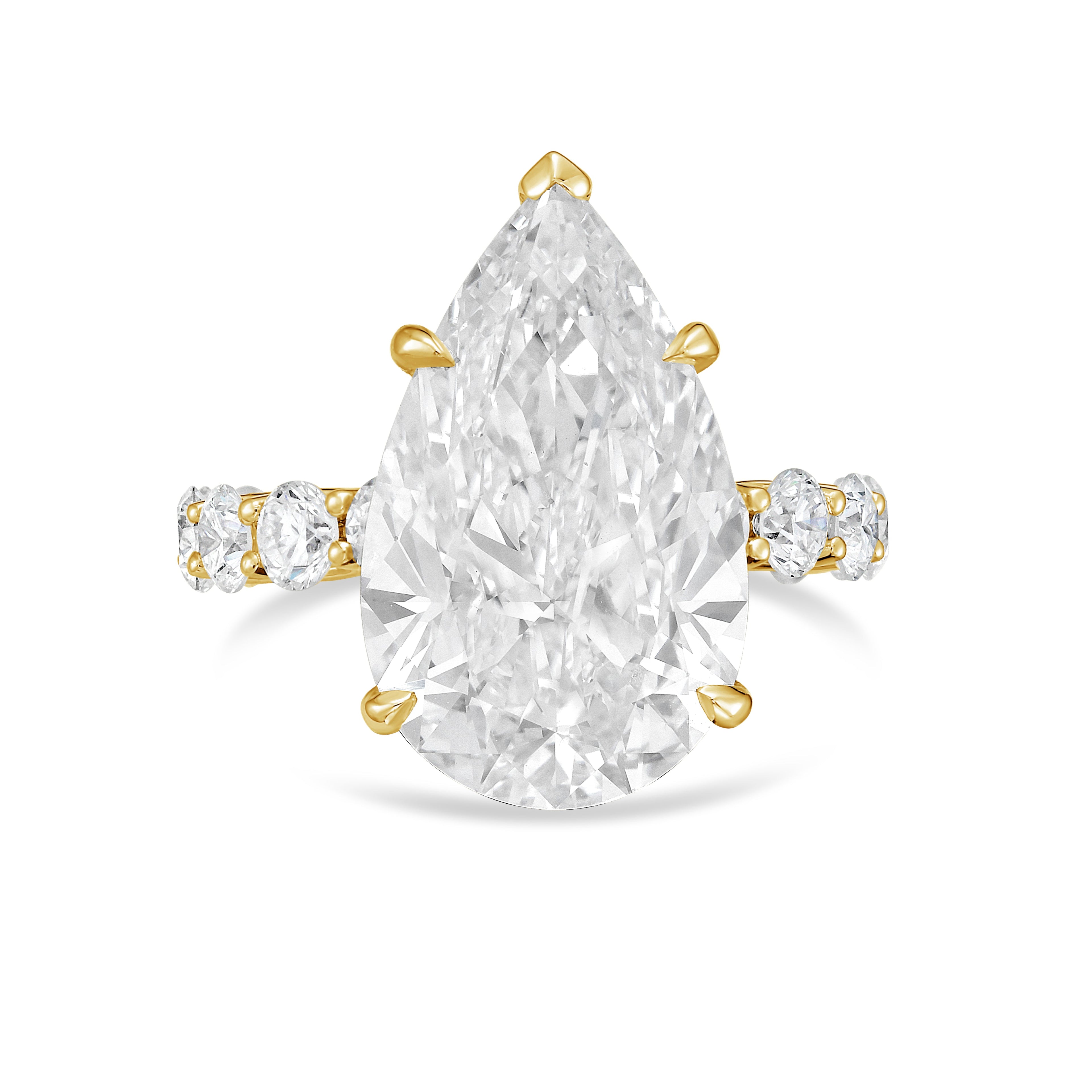 Lab-Grown Pear Diamond Engagement Pave Ring, 18K Gold