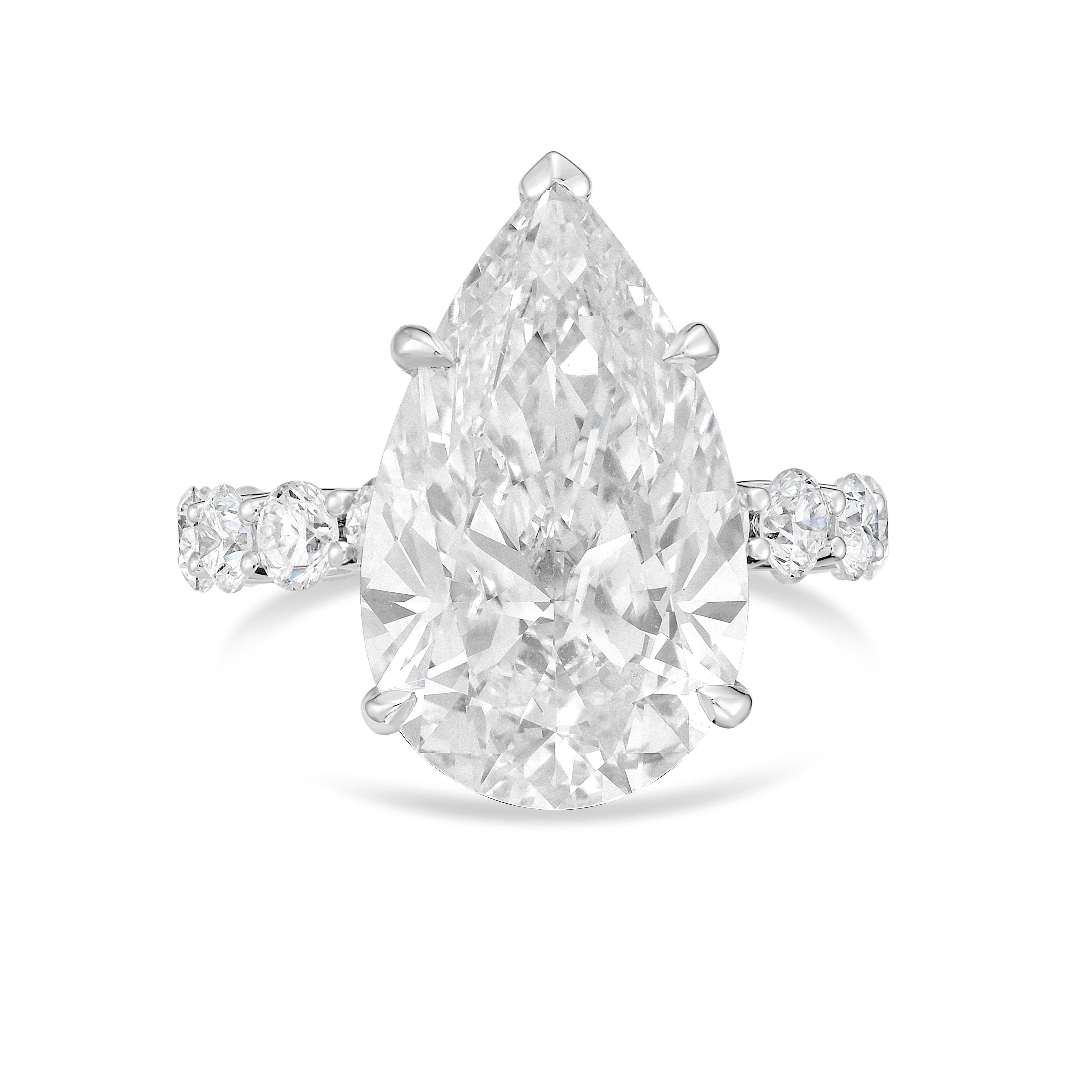 Lab-Grown Pear Diamond Engagement Pave Ring, 18K Gold