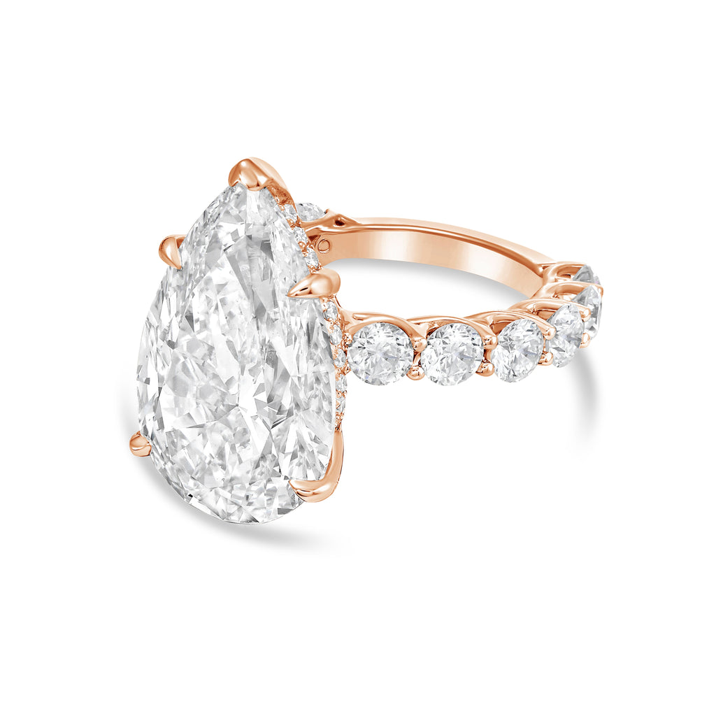 Lab-Grown Pear Diamond Engagement Pave Ring, 18K Gold