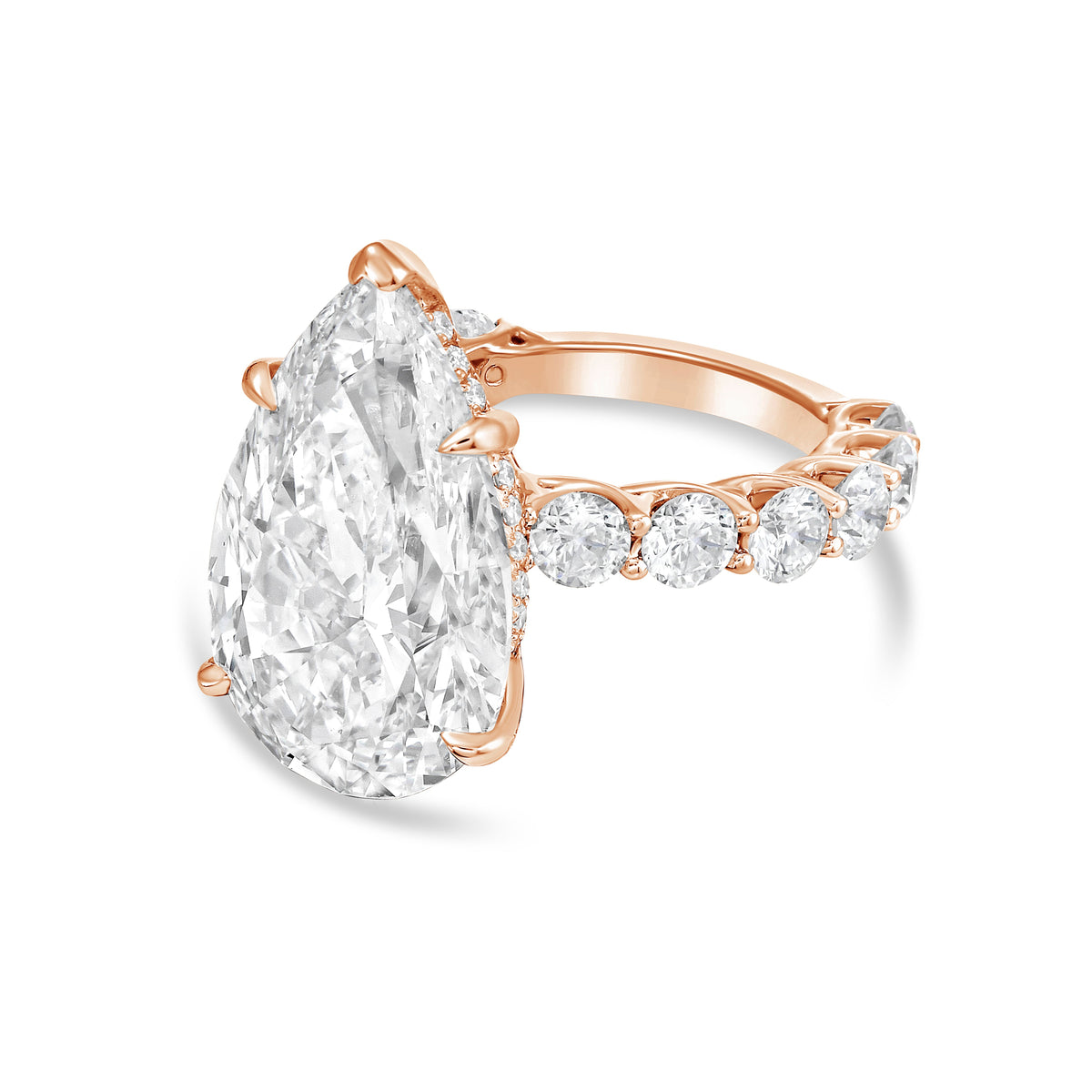 Lab-Grown Pear Diamond Engagement Pave Ring
