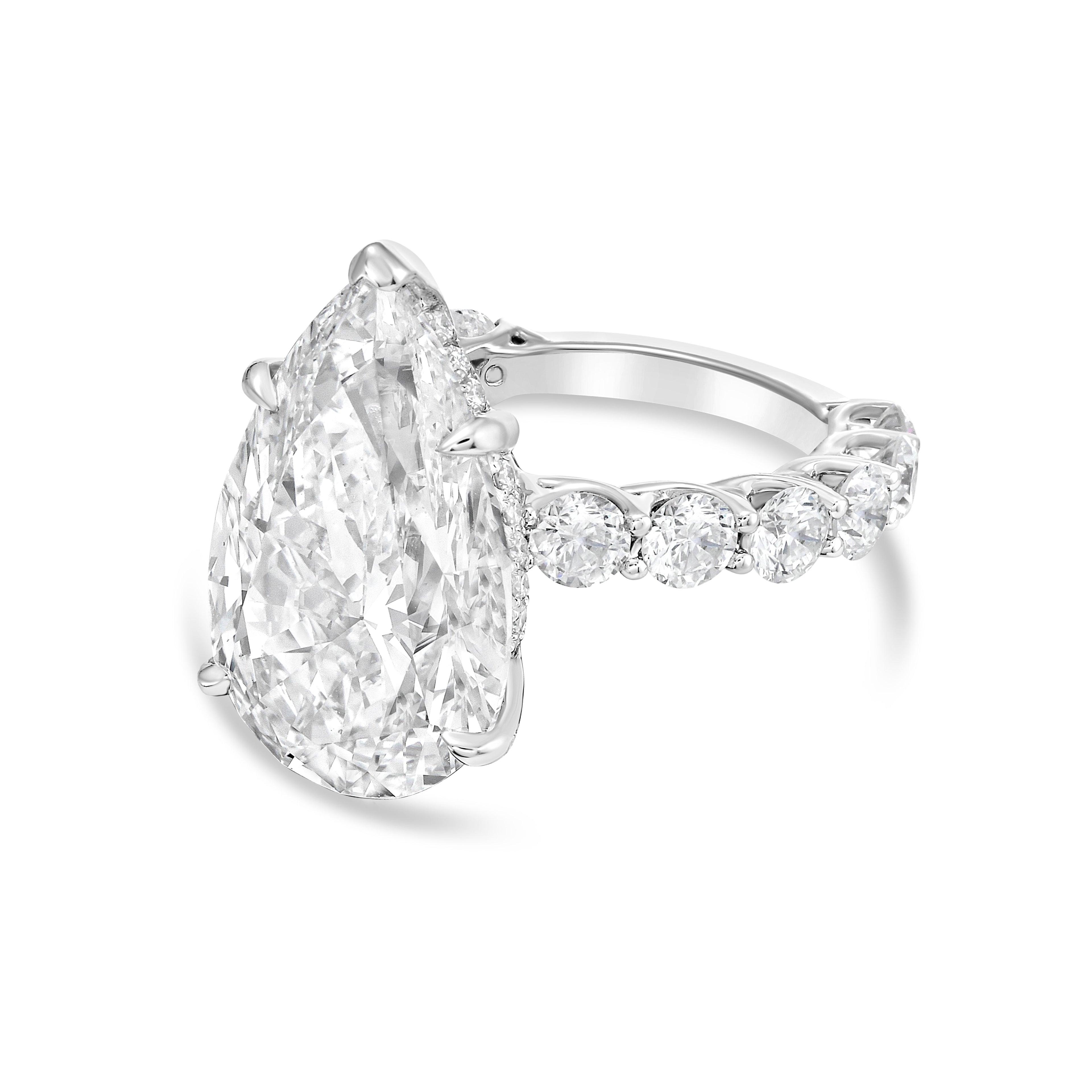 Lab-Grown Pear Diamond Engagement Pave Ring, 18K Gold