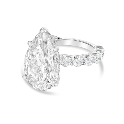 Lab-Grown Pear Diamond Engagement Pave Ring, 18K Gold