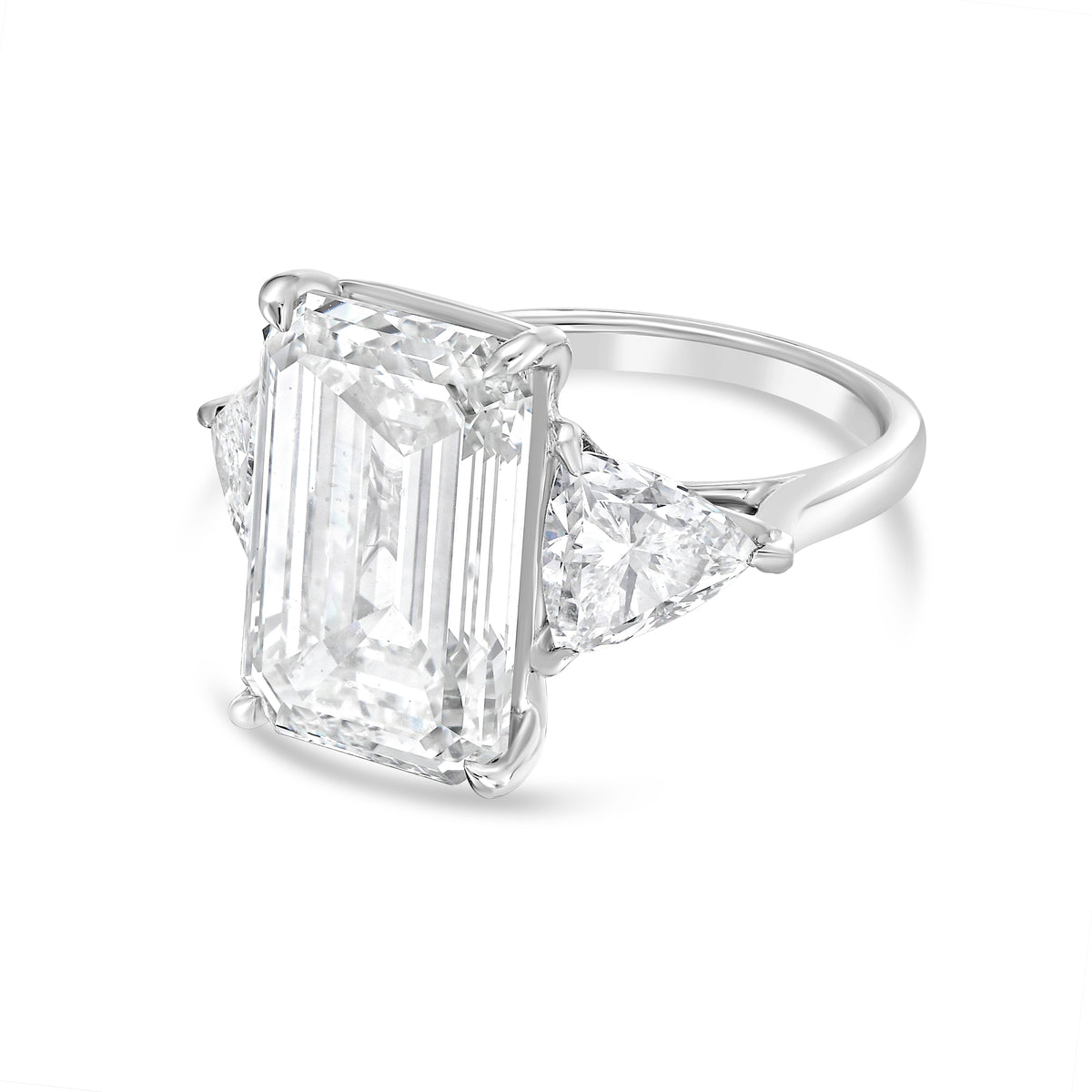 Lab Grown Emerald Diamond Ring With Trillions