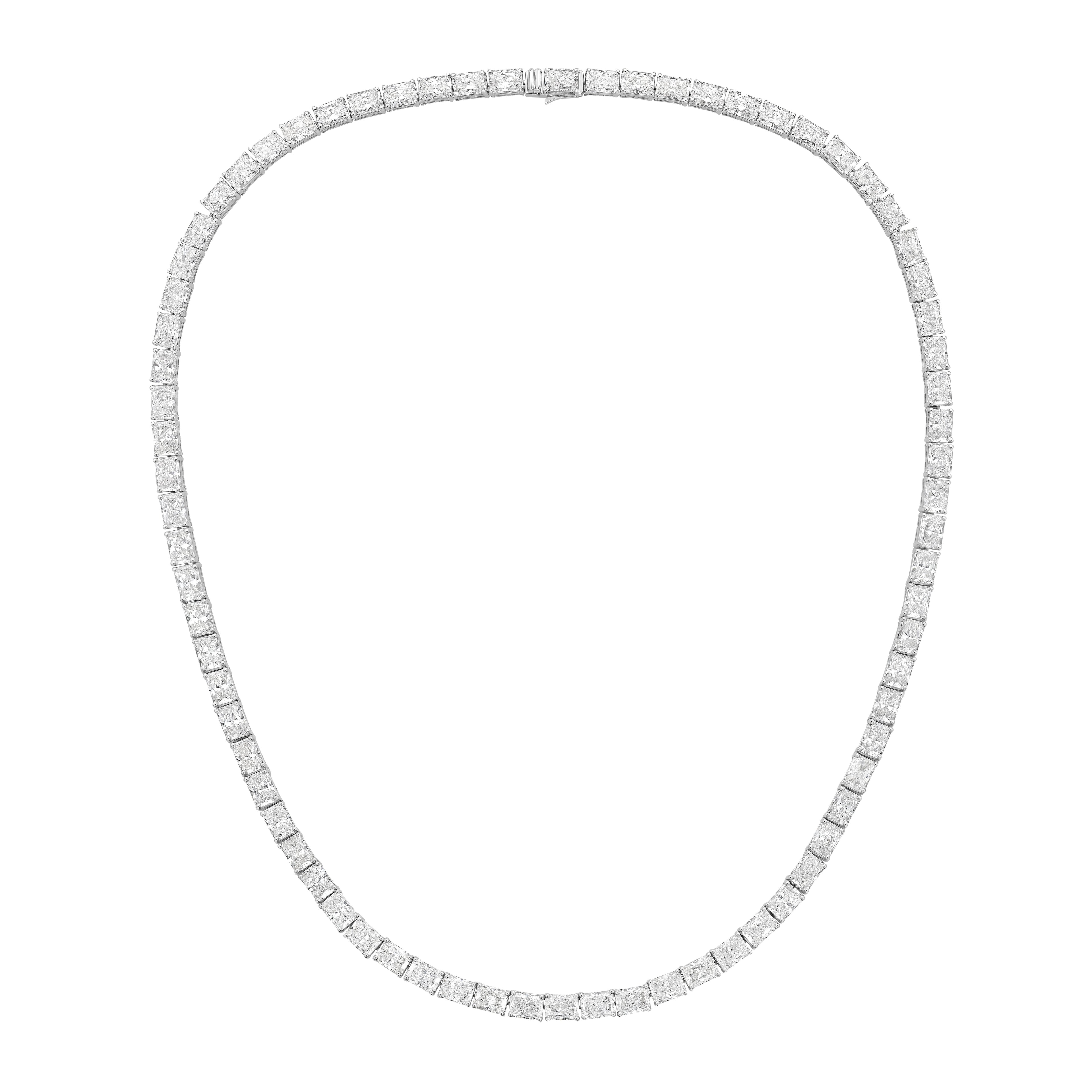 Lab Grown Radiant Cut Diamond Tennis Necklace