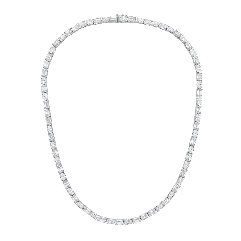 Lab Grown Oval And Emerald Diamond Tennis Necklace