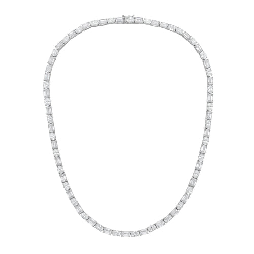 Lab Grown Oval And Emerald Diamond Tennis Necklace