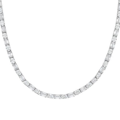 Lab Grown Oval And Emerald Diamond Tennis Necklace