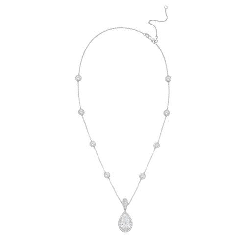 Lab Grown Pear Diamond Halo Pendant With Bail