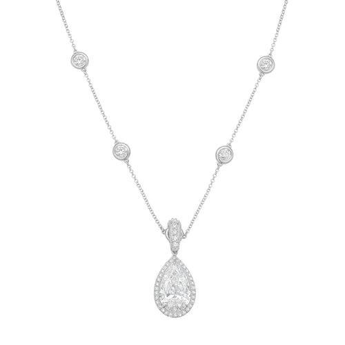 Lab Grown Pear Diamond Halo Pendant With Bail