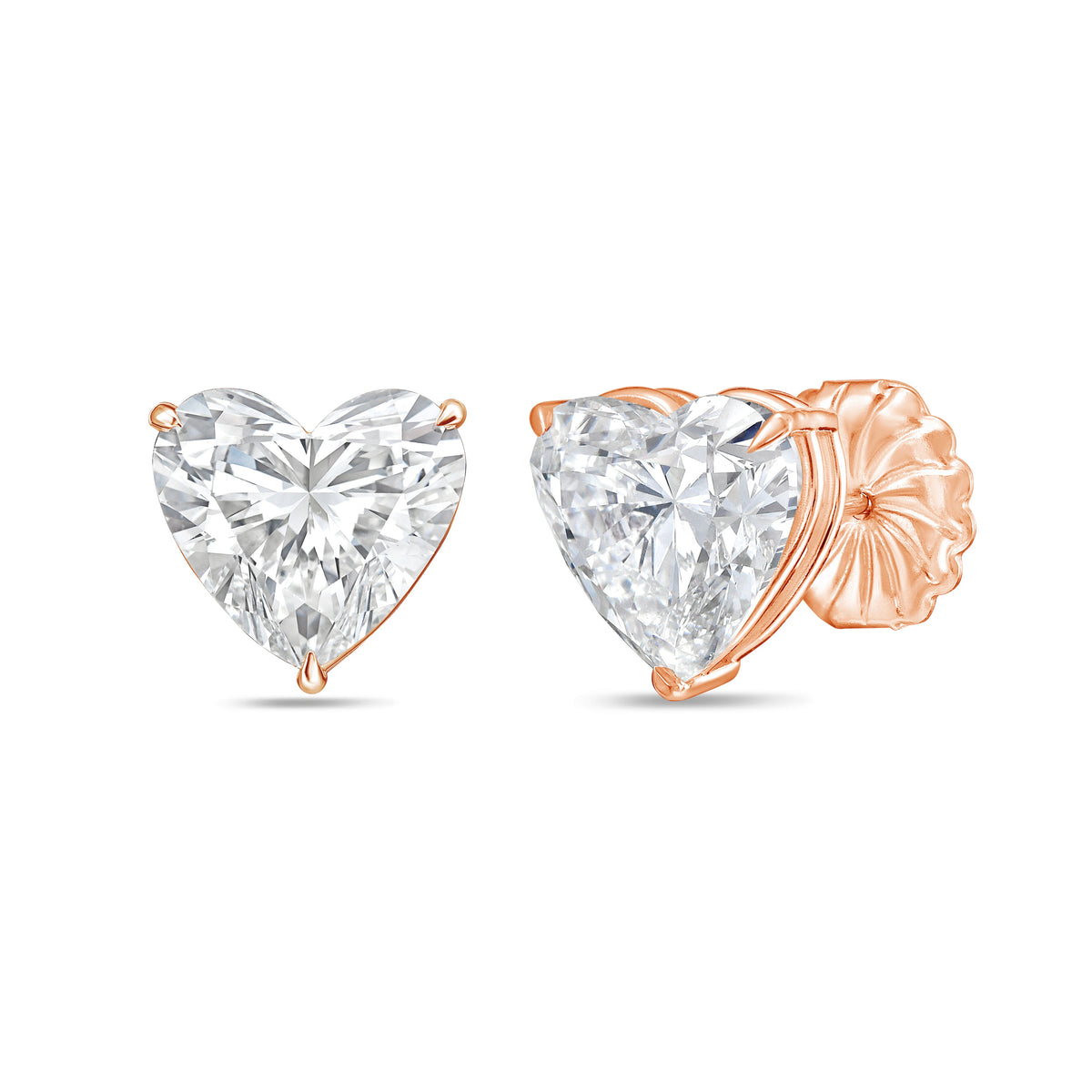 Lab Grown Heart Diamond Stud Earrings