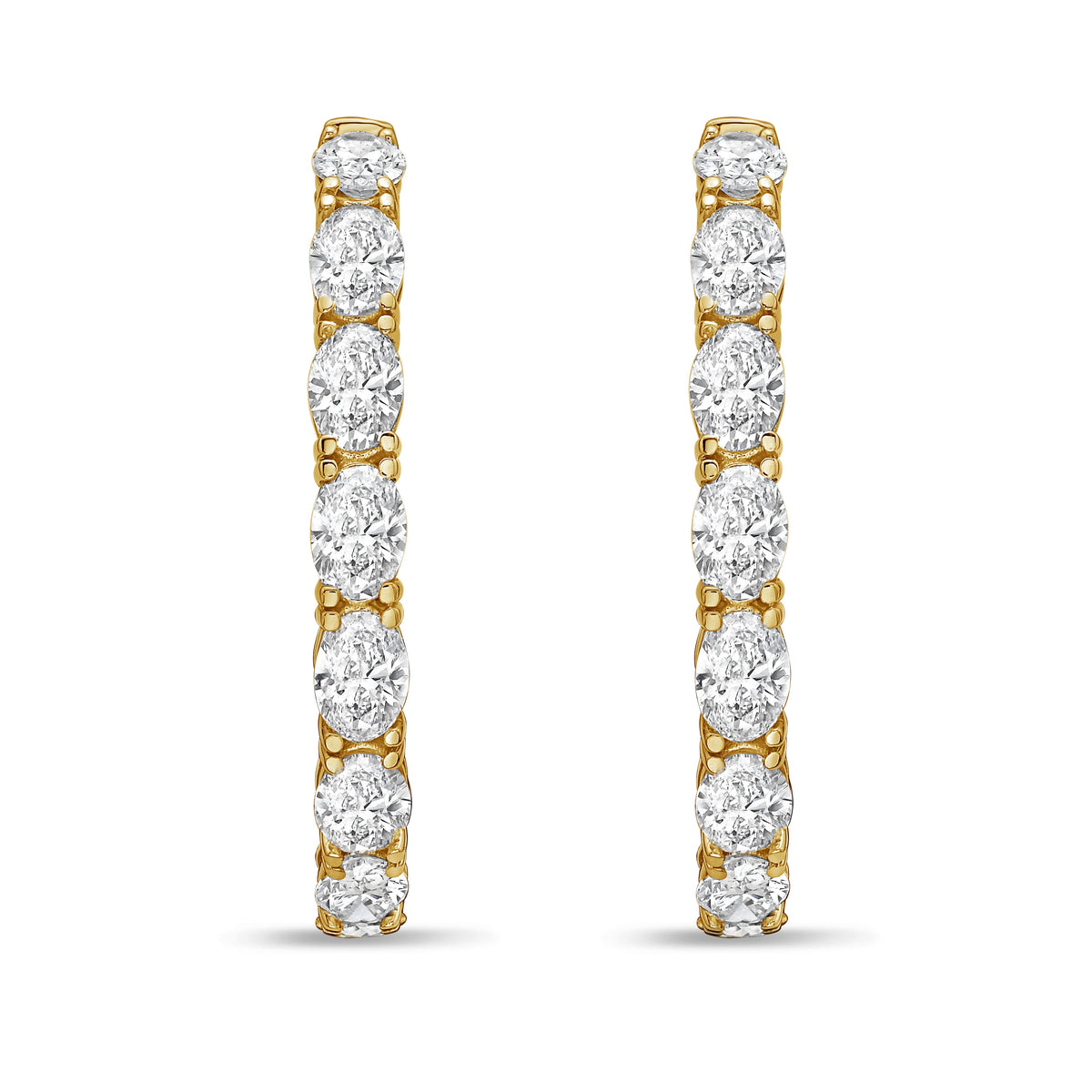 Lab Grown Oval Diamond Hoop Earrings - 1.50"