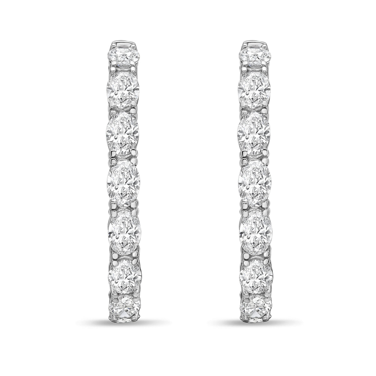 Lab Grown Oval Diamond Hoop Earrings - 1.50"