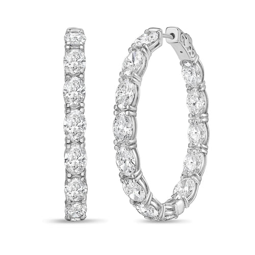 Lab Grown Oval Diamond Hoop Earrings - 1.50"
