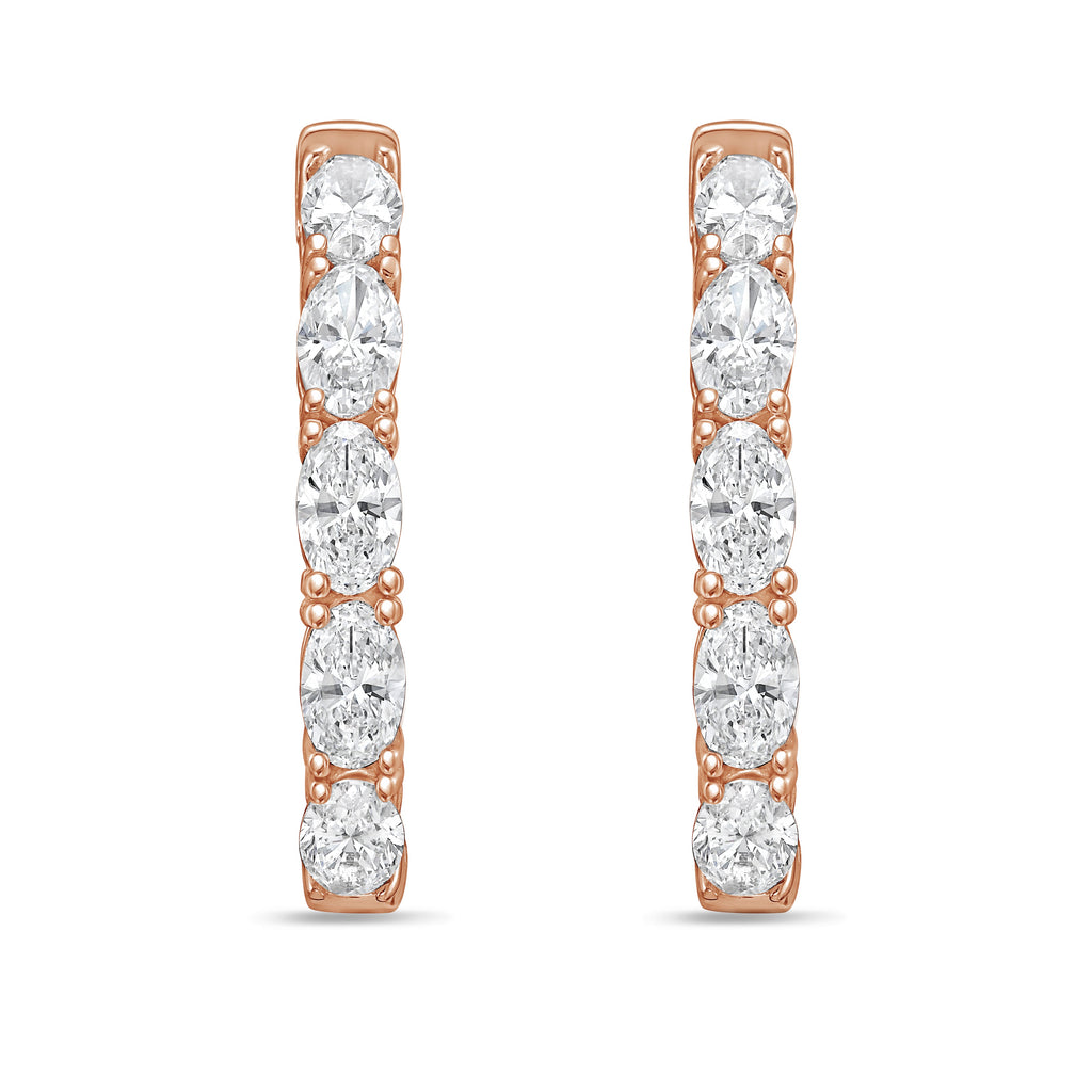 Lab Grown Oval Diamond Hoop Earrings - 1.00"