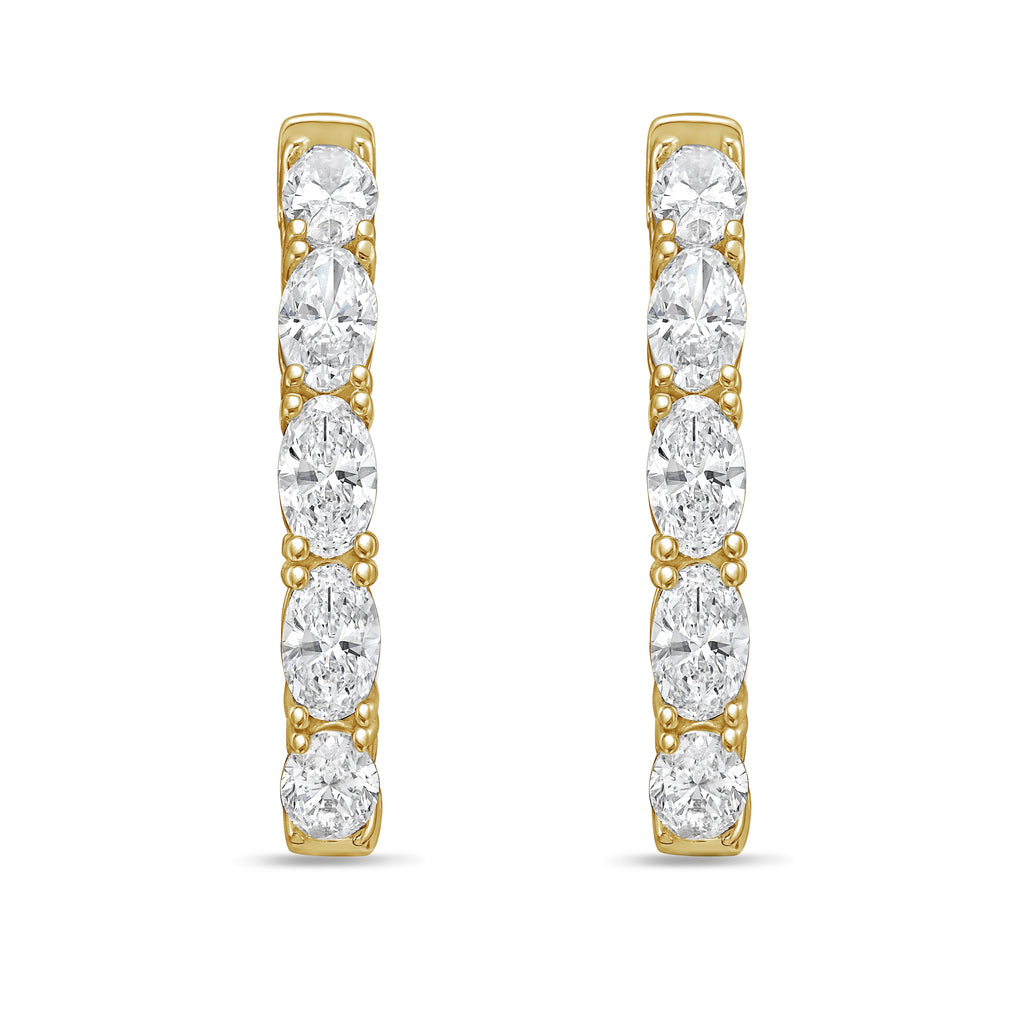 Lab Grown Oval Diamond Hoop Earrings - 1.00"