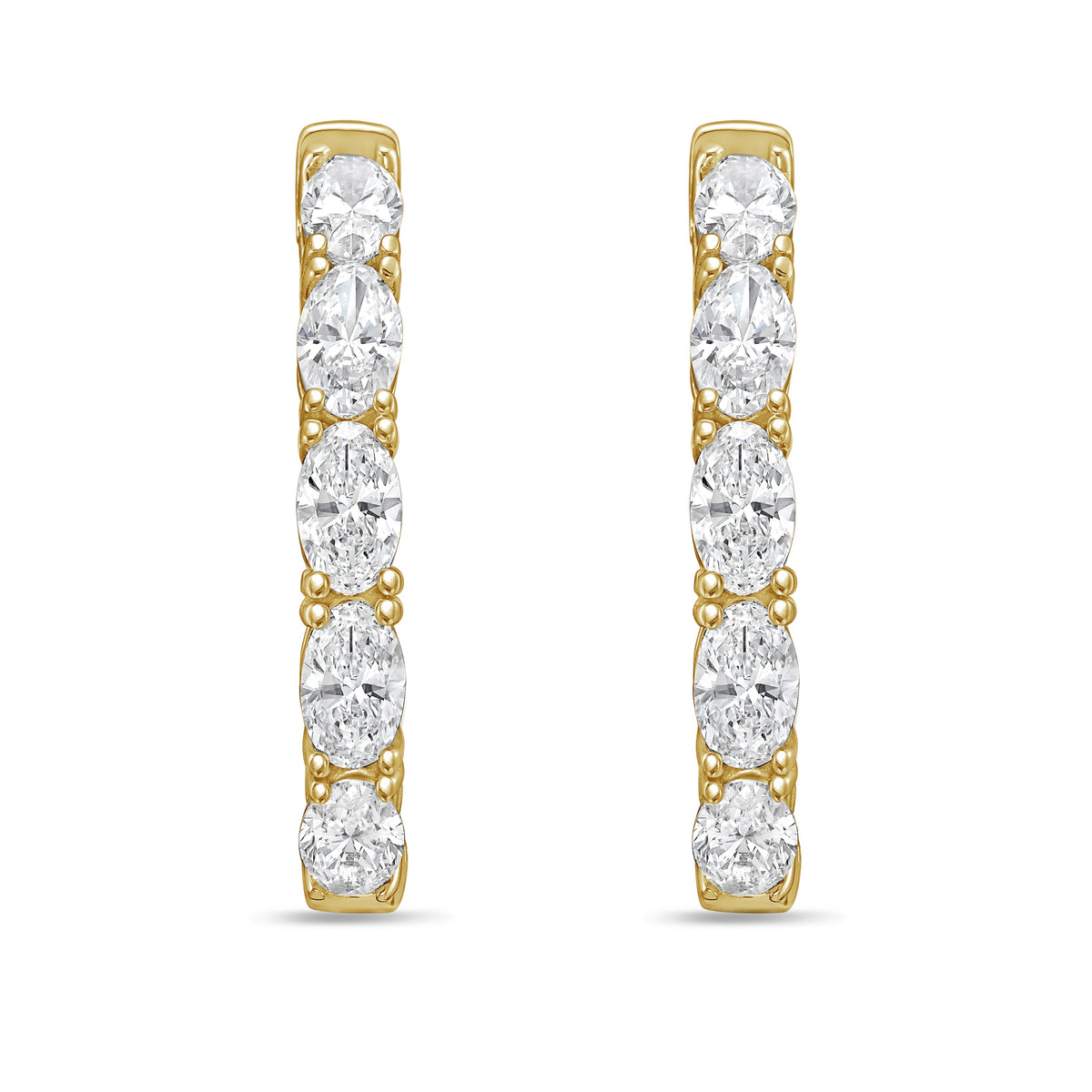 Lab Grown Oval Diamond Hoop Earrings - 1.00"