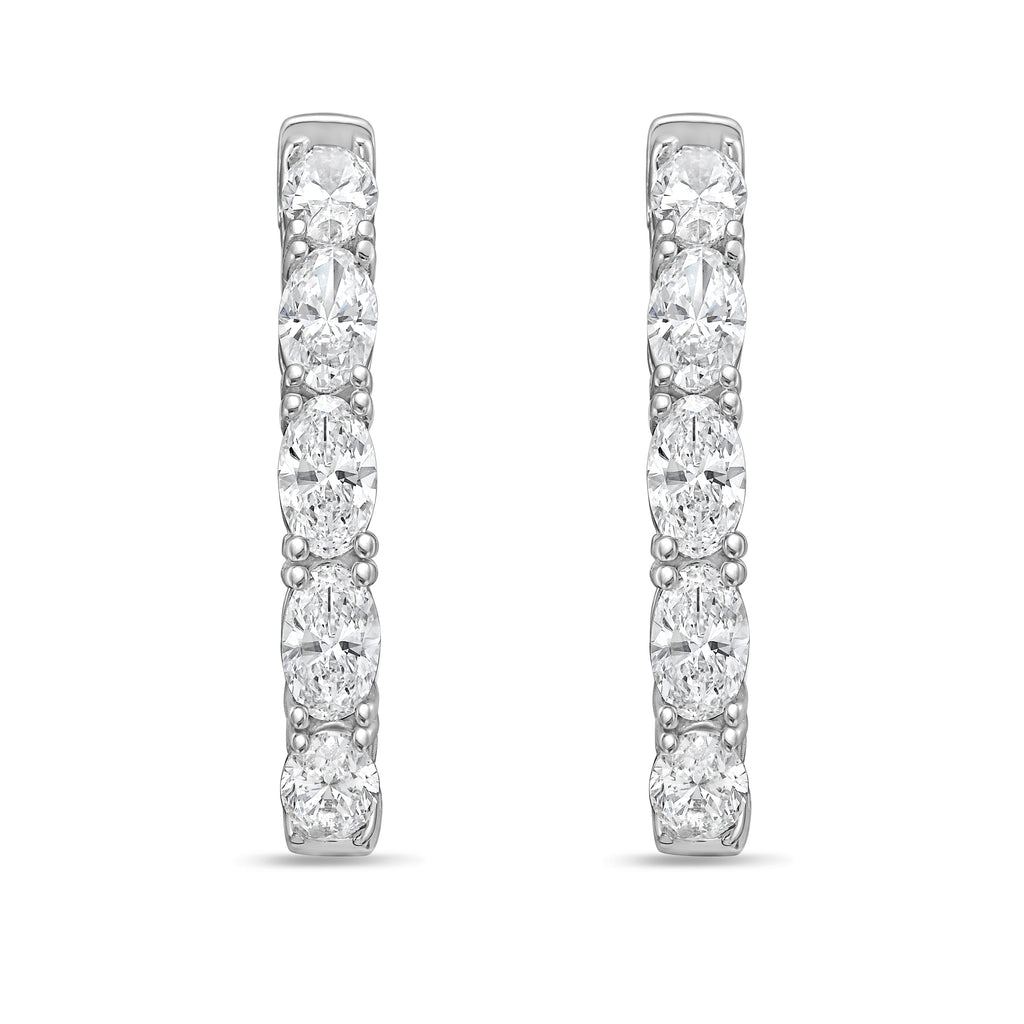Lab Grown Oval Diamond Hoop Earrings - 1.00"