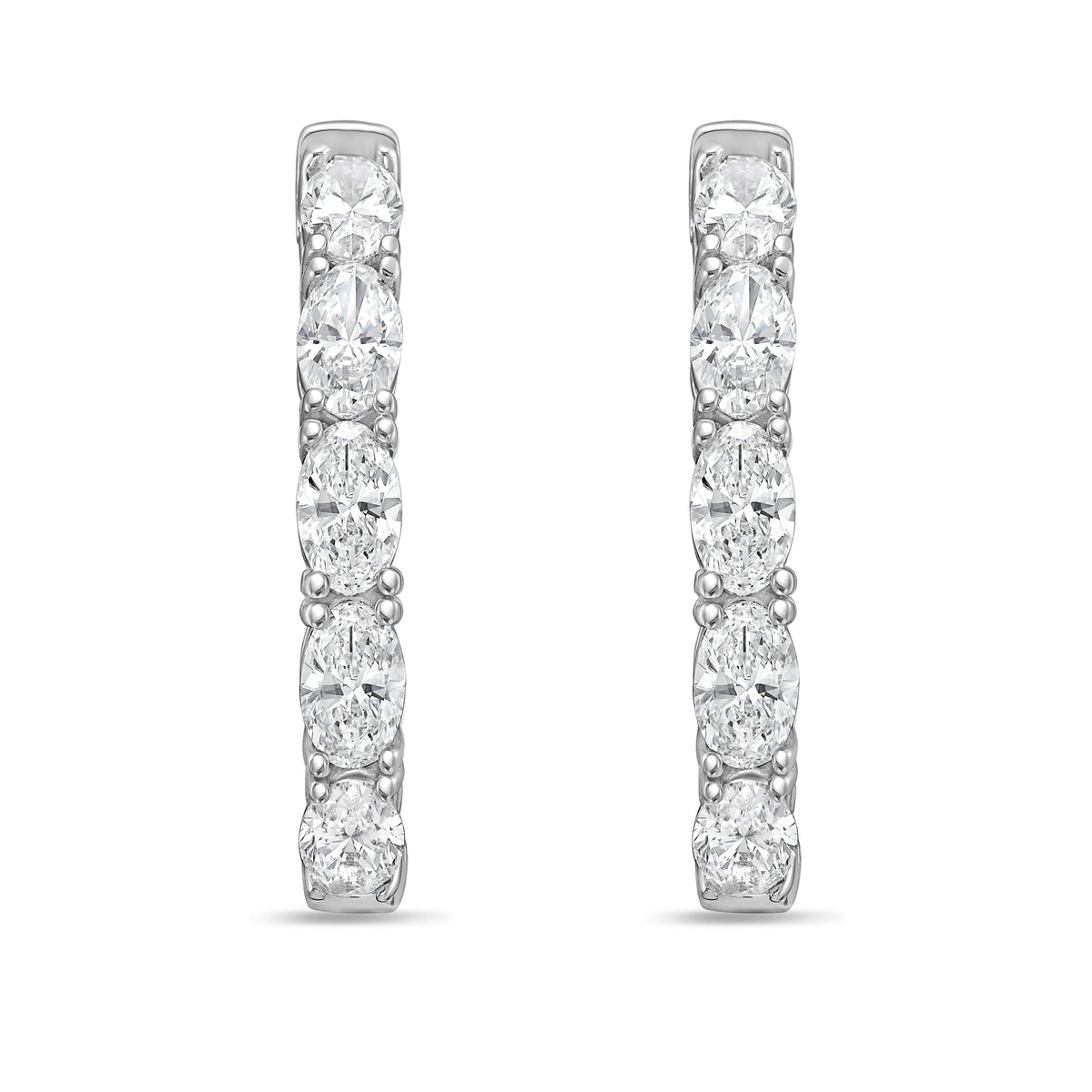 Lab Grown Oval Diamond Hoop Earrings - 1.00"