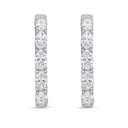 Lab Grown Oval Diamond Hoop Earrings - 1.00"