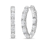 Lab Grown Oval Diamond Hoop Earrings - 1.00"