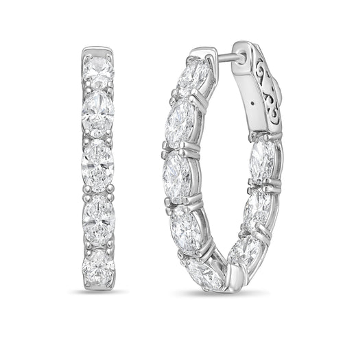 Lab Grown Oval Diamond Hoop Earrings - 1.00"