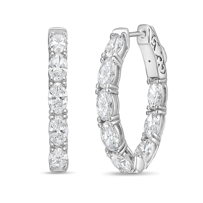 Lab Grown Oval Diamond Hoop Earrings - 1.00