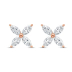 Lab Grown Marquise Diamond Flower Studs