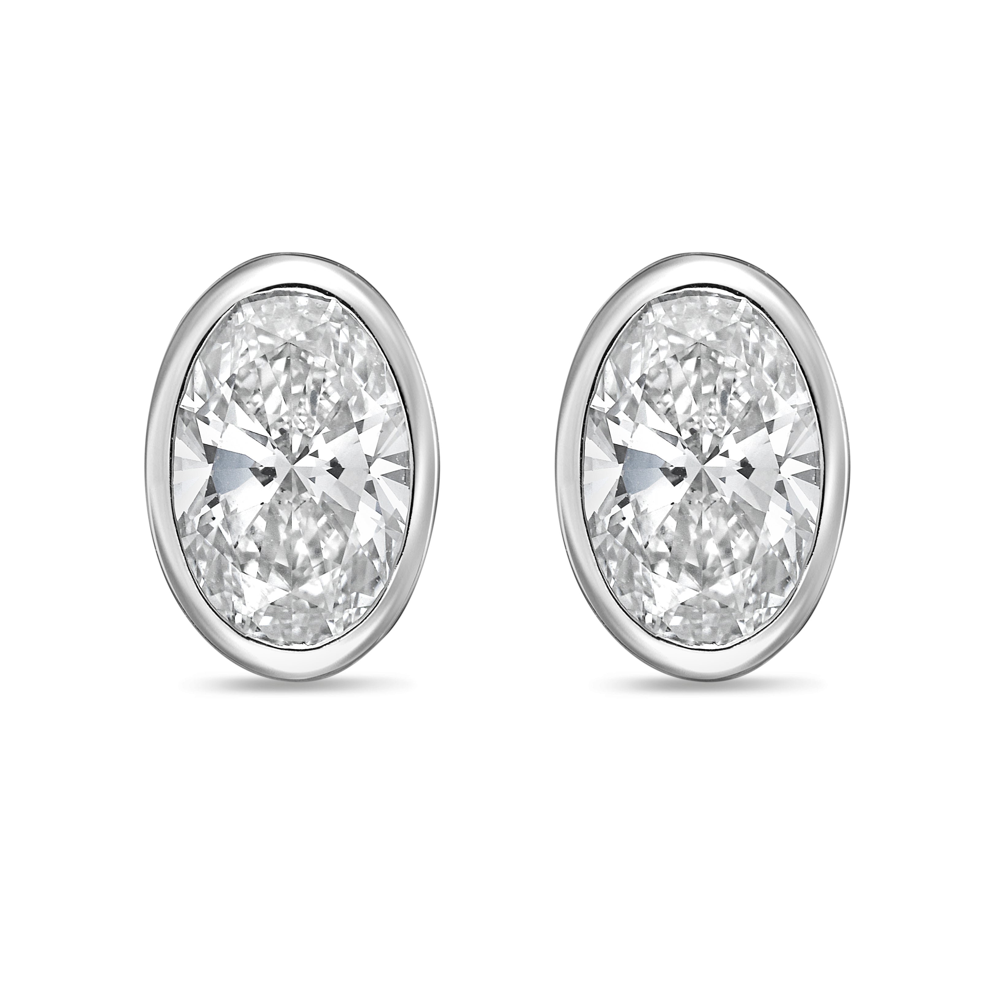 Lab Grown Oval Diamond Bezel Stud