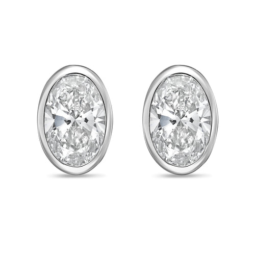 Lab Grown Oval Diamond Bezel Stud