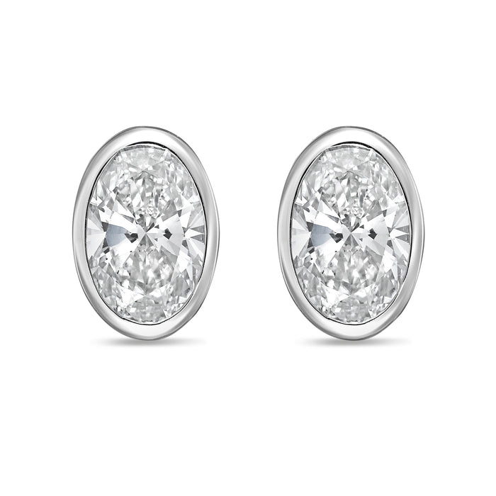 Lab Grown Oval Diamond Bezel Stud