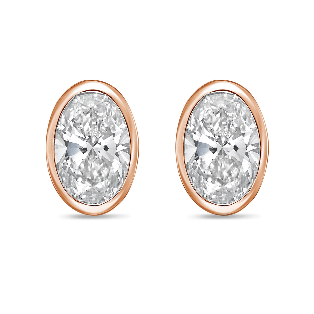 Lab Grown Oval Diamond Bezel Stud