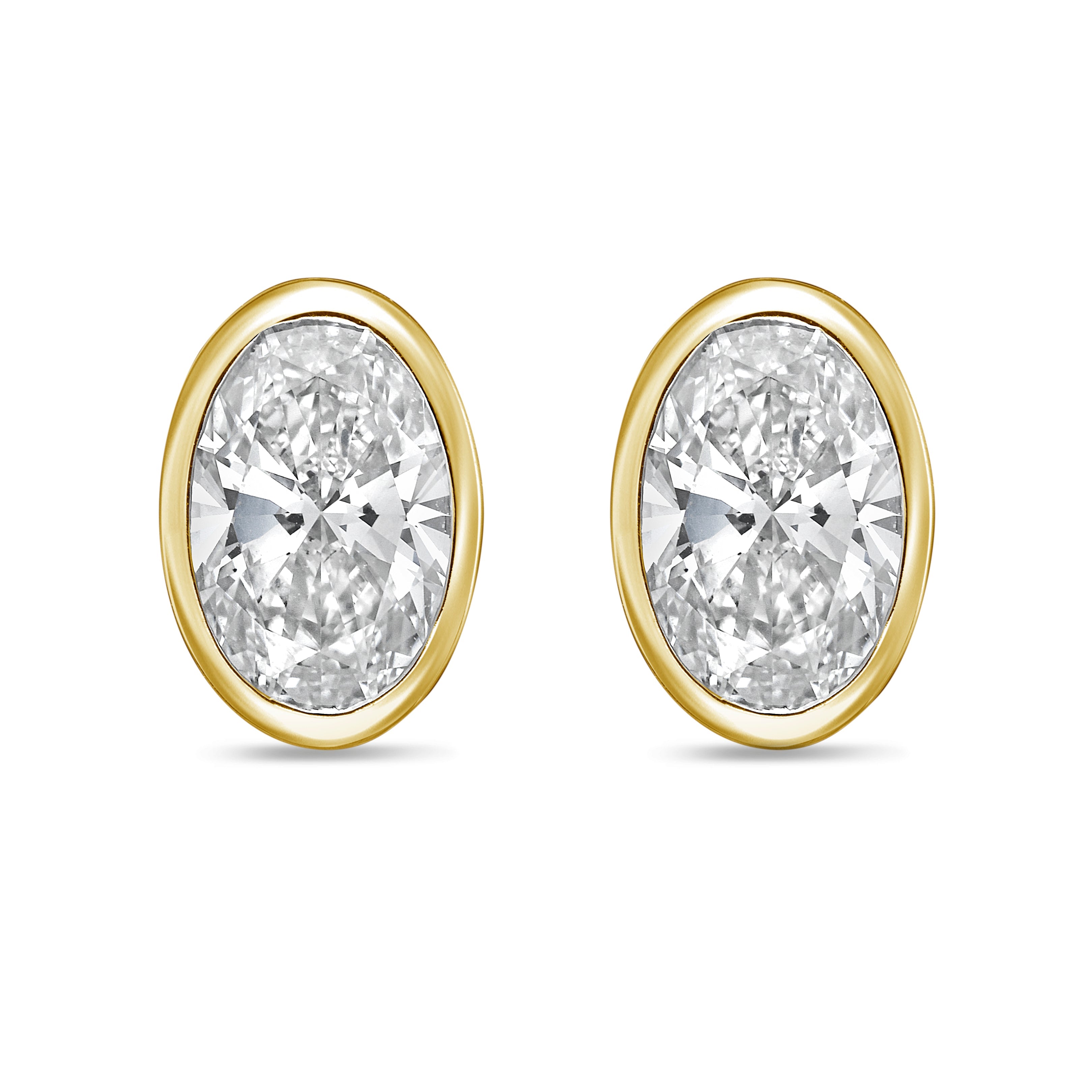 Lab Grown Oval Diamond Bezel Stud