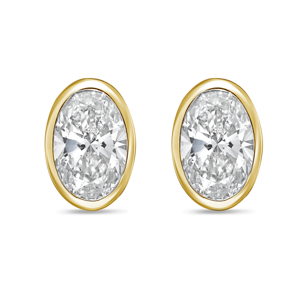 Lab Grown Oval Diamond Bezel Stud