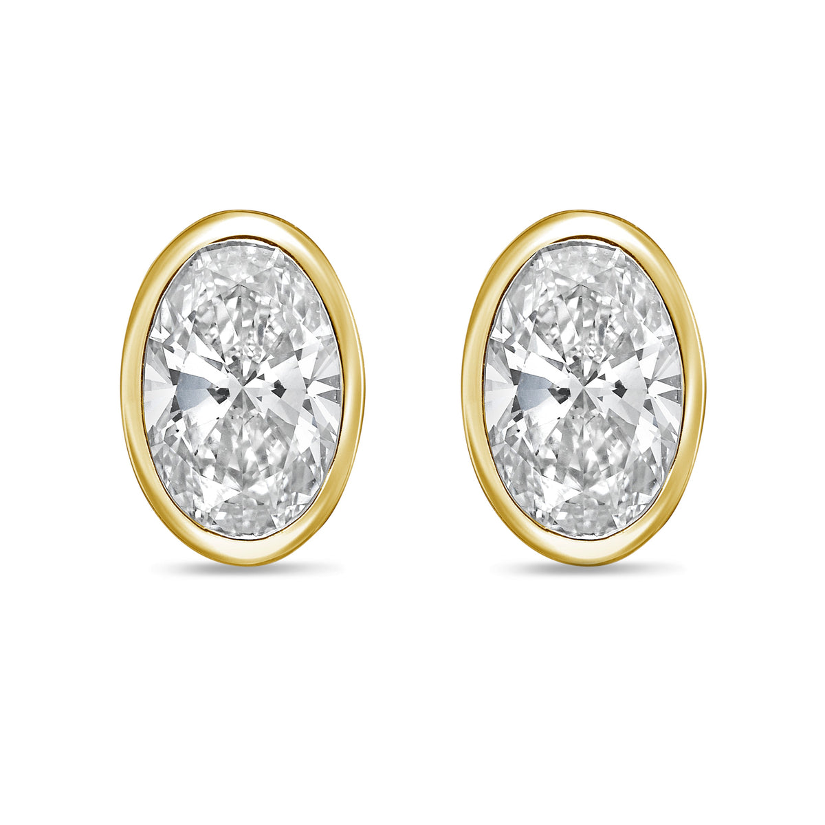 Lab Grown Oval Diamond Bezel Stud