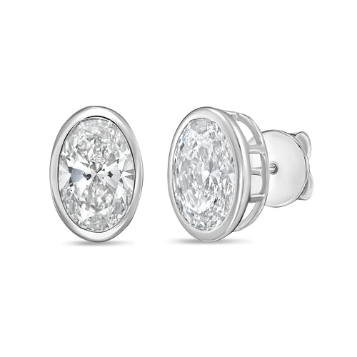 Lab Grown Oval Diamond Bezel Stud