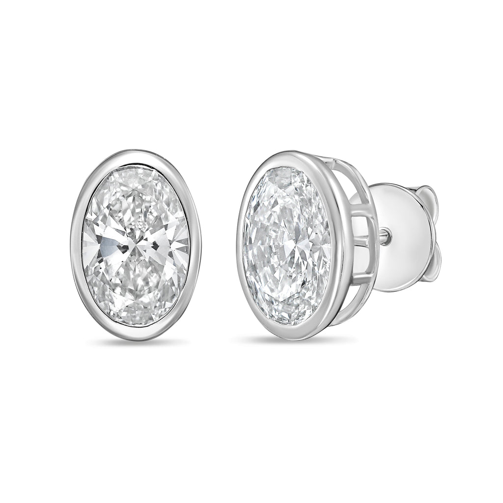 Lab Grown Oval Diamond Bezel Stud