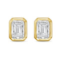 Lab Grown Bezel Emerald Cut Diamond Studs