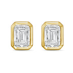 Lab Grown Bezel Emerald Cut Diamond Studs