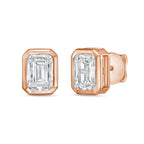 Lab Grown Bezel Emerald Cut Diamond Studs