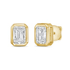 Lab Grown Bezel Emerald Cut Diamond Studs