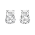 Lab Grown Emerald And Oval Diamond Earrings