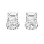 Lab Grown Emerald And Oval Diamond Earrings