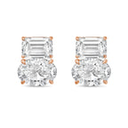 Lab Grown Emerald And Oval Diamond Earrings