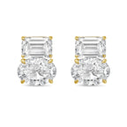 Lab Grown Emerald And Oval Diamond Earrings