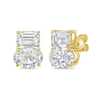 Lab Grown Emerald And Oval Diamond Earrings