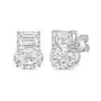 Lab Grown Emerald And Oval Diamond Earrings
