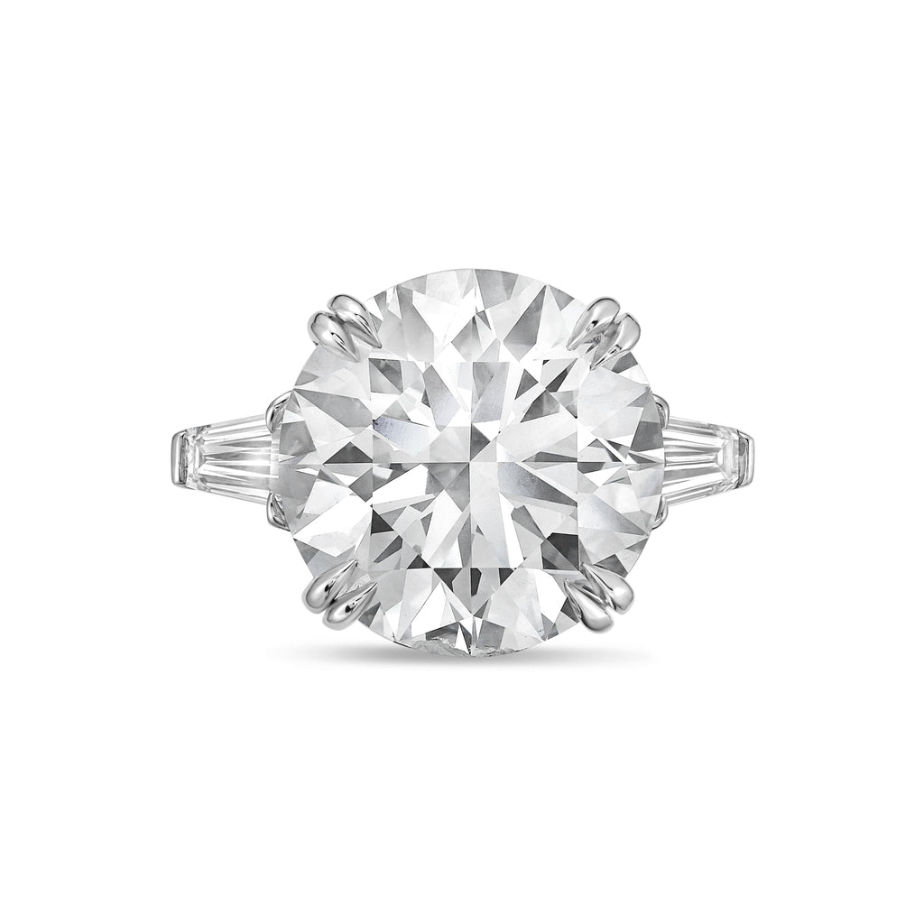 Lab Grown Round Diamond Ring with Baguettes
